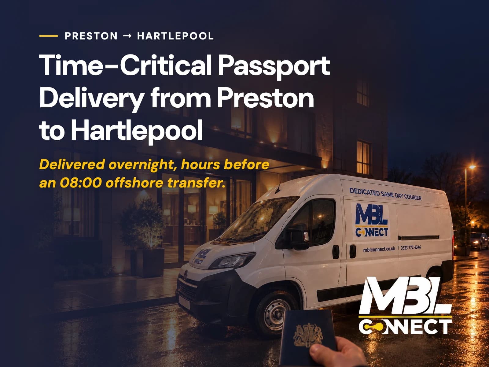 Time-Critical Passport Delivery from Preston to Hartlepool