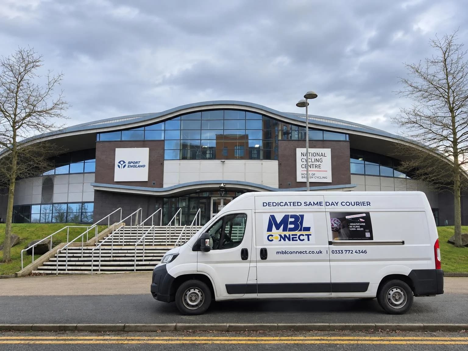 MBL Connect dedicated same day courier van outside a venue